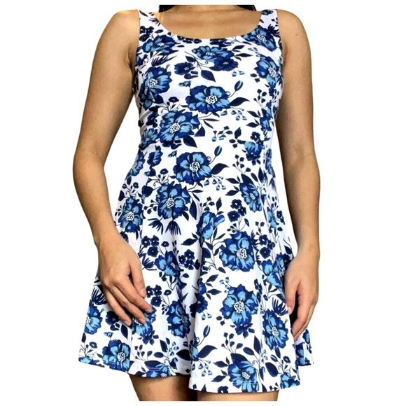 H&M Divided 8 Dress Floral Sleeveless Skater Summer Flare Mini Retro - Picture 8 of 10